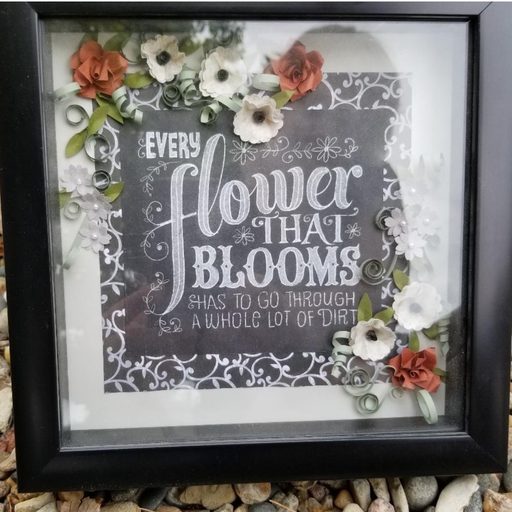 Hand made Paper art work in shadow box frame